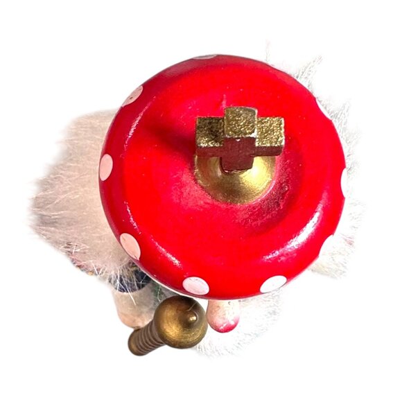 Vintage Wooden Nutcracker Toy Soldier King Figurine Red Polka Dot Hat Gold Staff - Picture 4 of 9